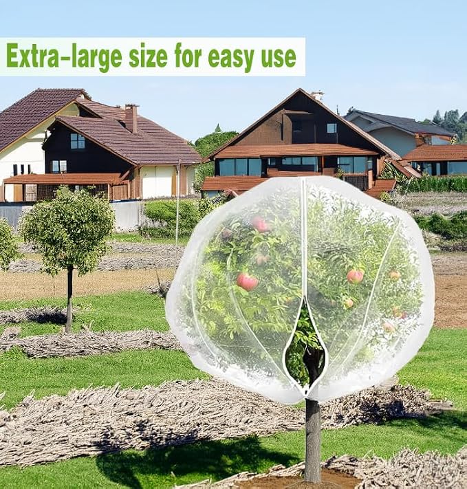 1 Pack Extra-Large Fruit Tree Netting Covers for Birds and Squirrels(15X15ft) –Bird Nets for Fruit Trees with Zipper and Drawstring, Extra Large Durable Mesh Garden Netting to Protect Fruit Trees