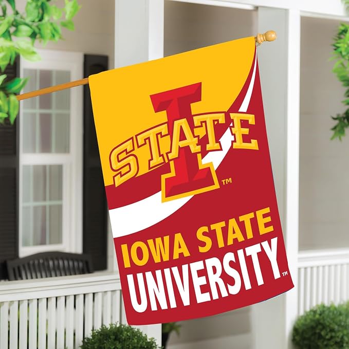 NCAA Iowa State University House Flag, 28 x 44, Double Sided Garden Flags for Outside, Outdoor College Flags & Banners for Gardens Patio, Indoor Wall Decor Flag for Room
