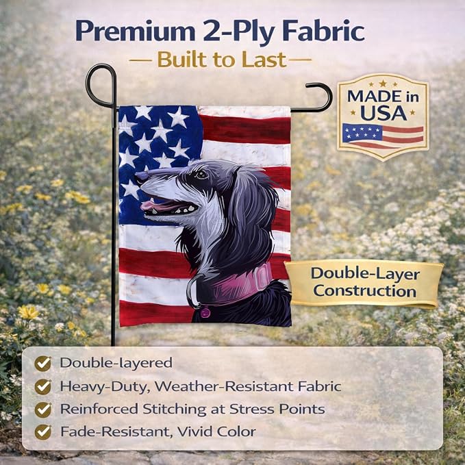 Caroline's Treasures CK6686GF Saluki Dog American Flag Garden Flag Mailbox Flag Decorative Yard Flag Banner Outside Patio Artwork Yard Flower Beds, Garden Size, Multicolor