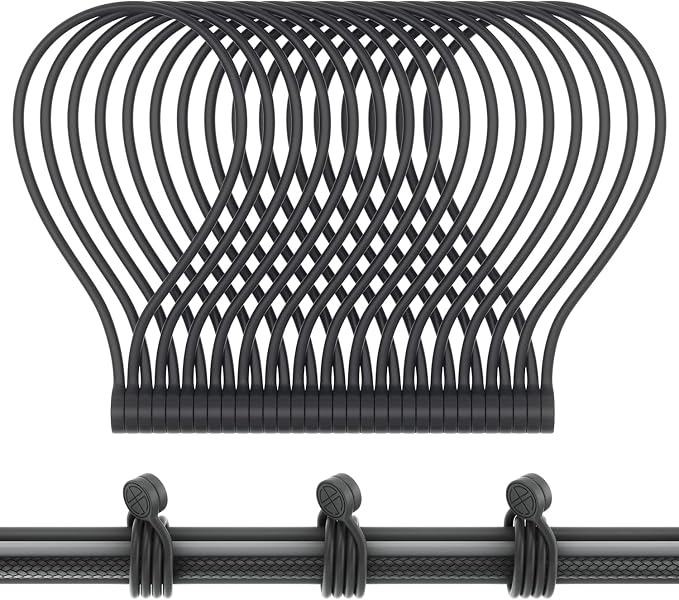 Magnetic Twist Ties, Reusable Silicone Cable Ties with Strong Magnet for Bundling and Organizing,Cord Wrap Clip Straps for Home or Office (Black-16 Packs)