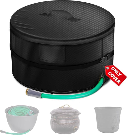 Garden Hose Storage Pot Cover, Protective All-Weather Shield Against Sun/Rain/Snow/Sandstorms – Extends Life of Hose Storage Pot & Hose（Cover Only）