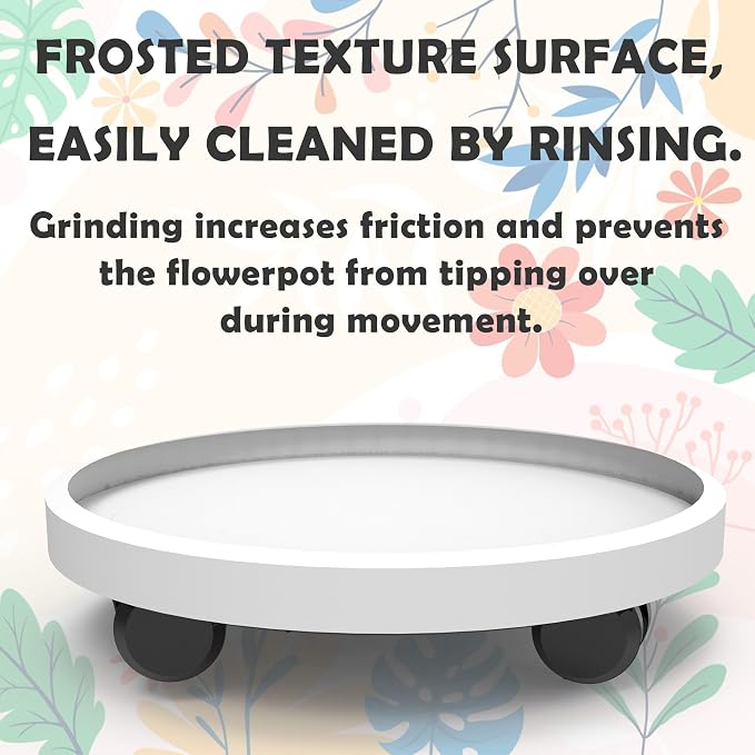 WanderingDonkey 14 Inch Wheeled Potted Flower Mover Dolly with Casters, Round Coaster for Indoor Outdoor,Planter Saucer Tray, Heavy Duty Plant Caddie with Wheels,Rolling Plant Stand Pot Trolley