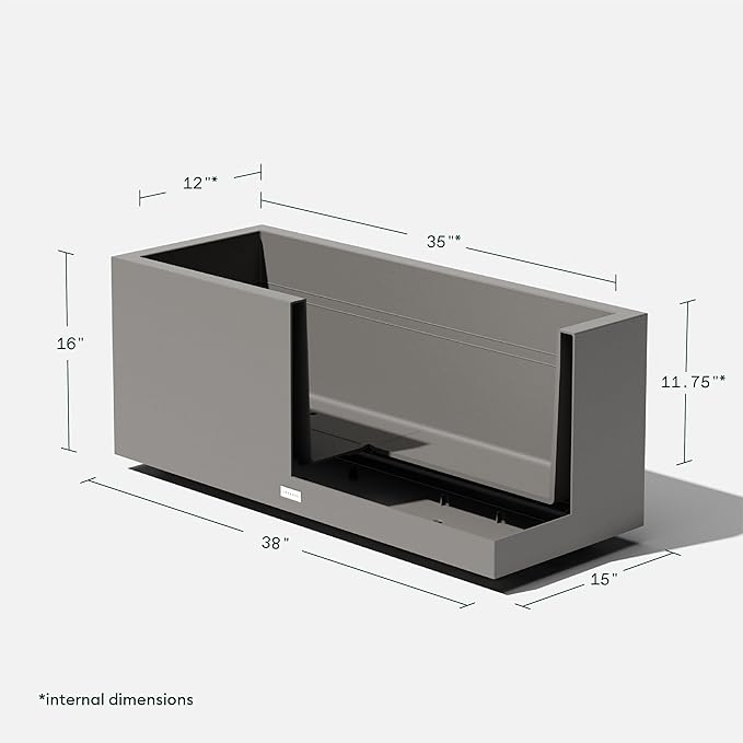 Veradek Block Series Long Box Planter, Large Rectangular | Indoor or Outdoor Use, Durable All-Weather, Drainage Holes, Modern Décor, For Tall Plants, Flowers or Shrubs