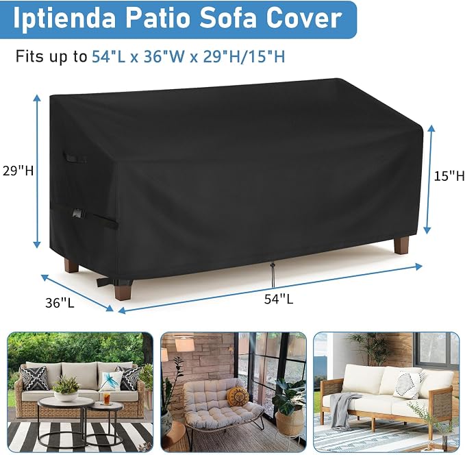 Patio Sofa Cover for Crestlive Products Outdoor Loveseat, 54inch Patio Furniture Cover for 2-Seater Couch, Outdoor Seating, Daybed, Balcony Furniture, Porch Furniture-54"L x 36"W x 29/15"H