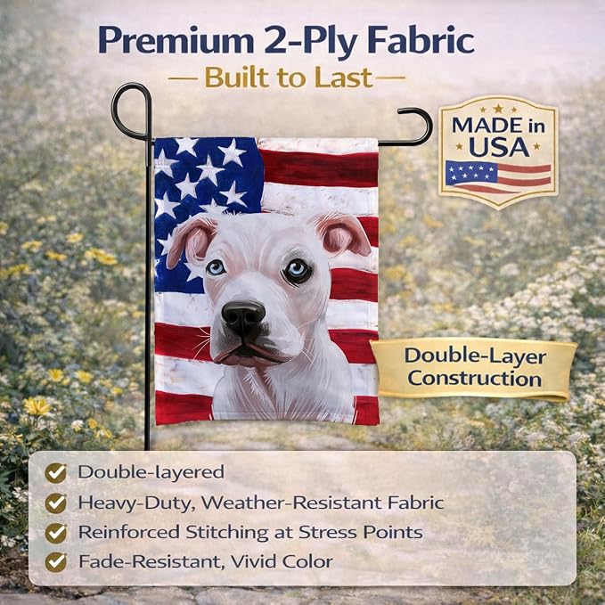 Caroline's Treasures CK6555GF Guatemalan Dogo Dog American Flag Garden Flag Mailbox Flag Decorative Yard Flag Banner Outside Patio Artwork Yard Flower Beds, Garden Size, Multicolor
