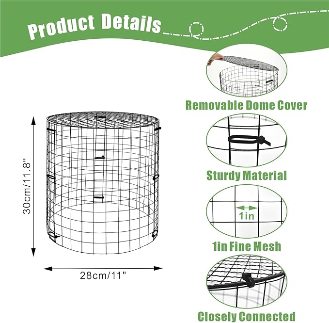 Garden Plant Protectors from Animals,Metal Plant Cage Chicken Wire Cloche with Ground Stakes and Nylon Tie,Garden Plant Protectors for Flower Vegetable to Keep Animals Out-11.8"x 12.6" (6)
