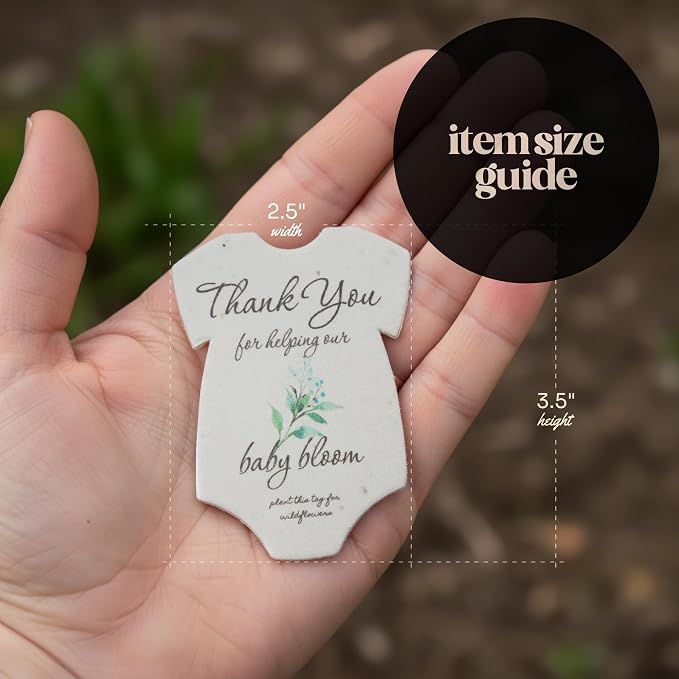 15pcs Green Onesie-Shaped Gift Tags with Wildflower Seeds - Writable Gift Wrap Tags for Baby Showers, Mother's Day Present, Party Favors, DIY Crafts, & Earth Day Decorations