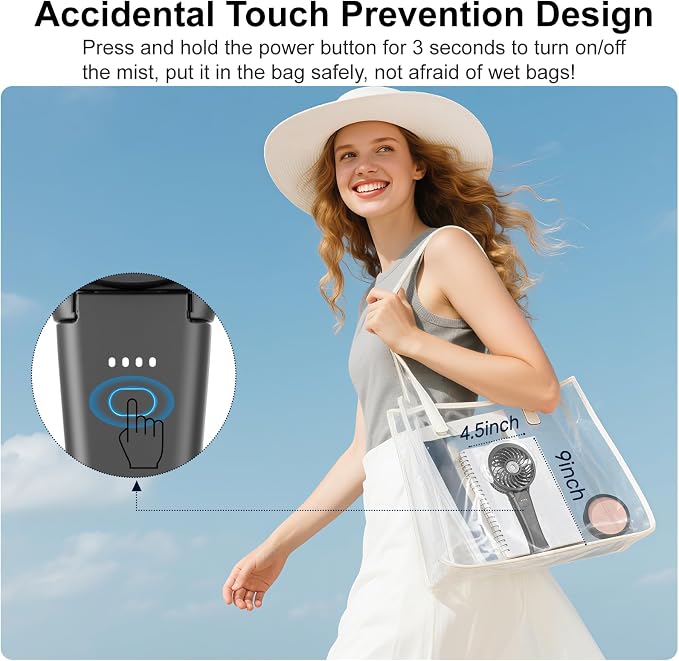 HandFan 4000mAh Portable Misting Fan, 50ml Water Tank, Rechargeable Handheld Personal Mister Fan, Spray Water Mist, Foldable Electric Cooling Ice Fans for Beach, Travel, Outdoors(Black)
