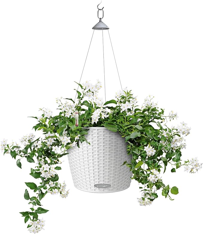 Lechuza Nido Cottage 35 White, Self-Watering Hanging Planter, D13.8 H9.1 in
