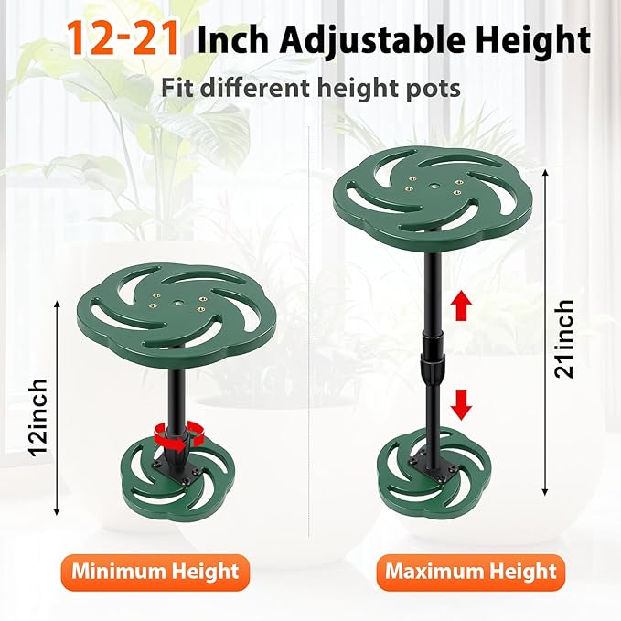 Axcoix 2 Pack Adjustable Height Plant Risers for Inside Pots, 12-21" Plastic Planter Inserts for Large Pots, Pot Fillers for Tall Square Round Taper Planters (6" 8" 10" Base or Top)