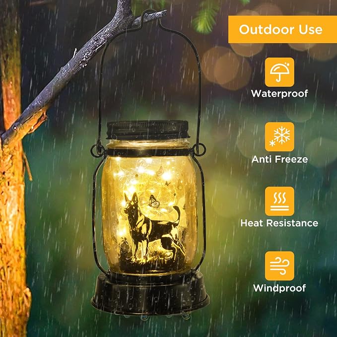 kyoryuger Belgian Malinois Dog Gifts for Women/Men Belgian Malinois Solar Lanterns Birthday Dog Lovers Lantern Pet Loss Dog Memorial Lights Solar Garden Decor Yard, Patio,Backyard,Porch Torches Light