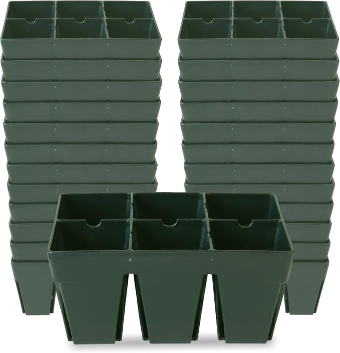 Epic Gardening Reusable Seed Starter Tray - 6 Cell/24 Seedling Starter Trays - Easy Watering, Indoor Greenhouse, Plant Starter, Gardener-Friendly for Seedlings | UV-Treated & BPA-Free - Sage Green