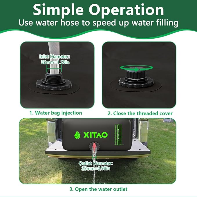 XITAO Water Bladder Storage Containers, Water Tank Foldable Portable Water Storage,Water Storage Bag Containers for RV, Camping, Garden, Irrigation, Drought Resistance, Firefighting