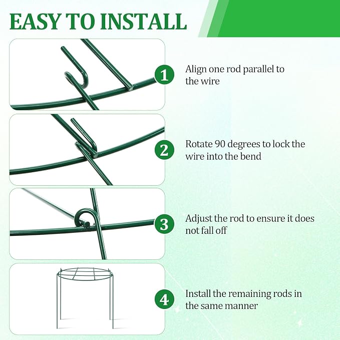 Novabright 1 Pcs 24" H x 24" D Large Peony Cage and Support Grow Through Plant Supports Round Garden Flower Stake Plants Ring Hoop for Outdoor Floral Tomato Vegetable Improve Planting Success Rate