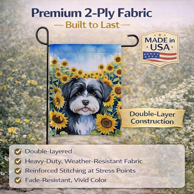 Caroline's Treasures DAC6097GF Havanese in Sunflowers Garden Flag Mailbox Flag Decorative Yard Flag Banner Outside Patio Artwork Yard Flower Beds, Garden Size, Multicolor