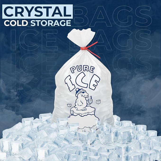 Ice Bags 10 lb, 1000 Count – Wicketed with Twist Ties – Heavy Duty Bulk Ice Bags for Ice Machines & Commercial Use – Fits Ice Bagger Machines – Wicked Metal – By Interplas