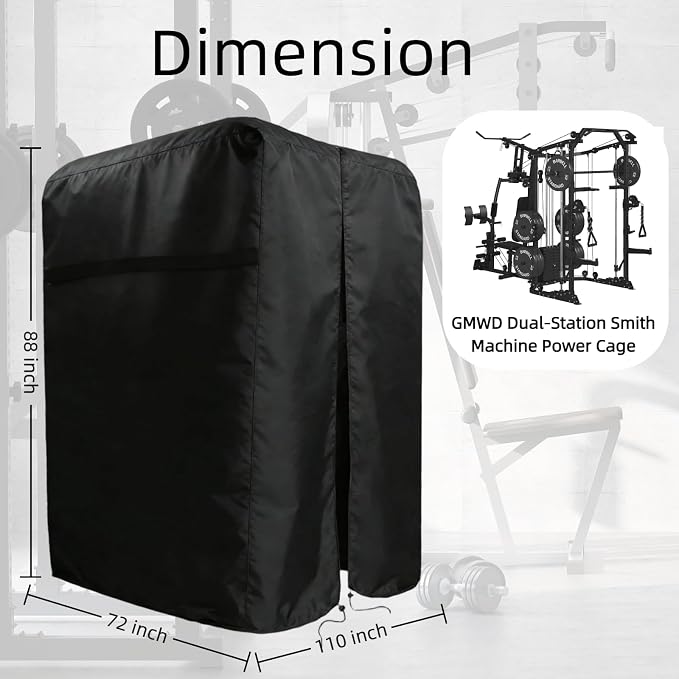 Gym Rack Cover with Waterproof Zipper for Squat Rack 47"-110"W | Waterproof Dustproof Heavy Duty Oxford Fabric,Gym Equipment Storage Cover for Workout Machine Outdoor Use