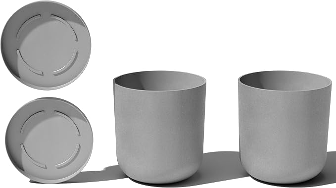 Veradek Mason Series Lima Planter - Round Planter for Indoor or Outdoor Porch/Garden | Made from Plastic-Stone Composite with Drainage Holes | Modern Décor for Succulents, Flowers, Small Plants