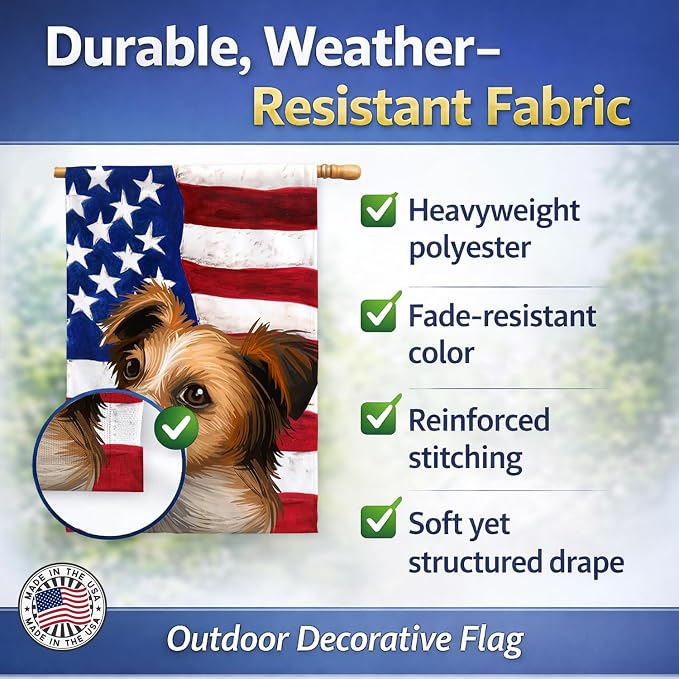 Caroline's Treasures CK6597CHF Kromfohrlander American Flag House Flag Large Porch Sleeve Pole Decorative Outside Yard Banner Artwork Wall Hanging, Polyester, House Size, Multicolor