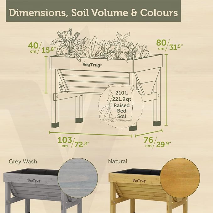 VegTrug® Raised Bed Classic Small 1m, Gray Wash