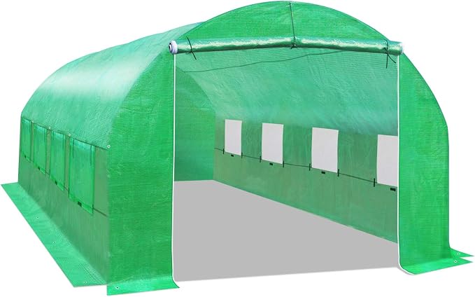 Greenhouse Replacement Covering for Outdoor Larger Hot Garden House , Support Arch Frame Climbing Plants/Flowers/Vegetables (20' X 10' X 7', Cover)