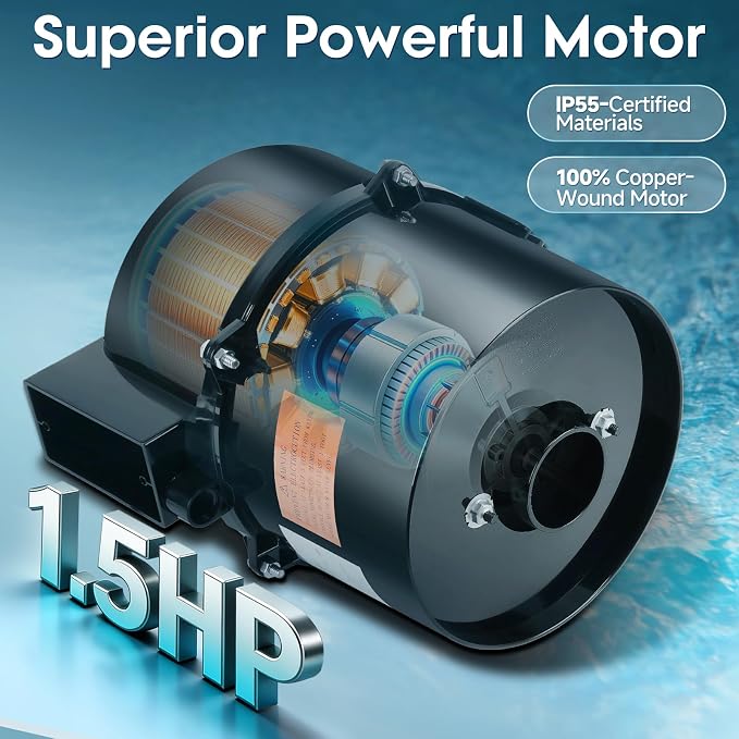 6315141 Silencer Spa Blower 1.5 HP 120V 7.3 Amp 2 Years Warranty | Replacement for Air Supply, Direct 2 Inch Plumbing System, Quiet & Shock-Absorbing Design, for Pool Hot Tub & Spa 8-12 jets