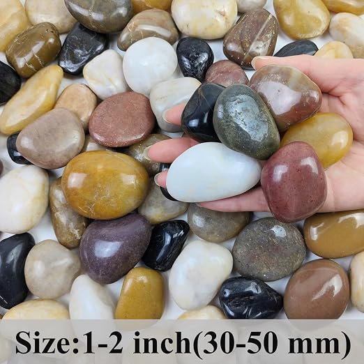 FANTIAN 2 lbs Pebbles for Plants, 1-2 inch Polished River Rocks for Plants Indoor Aquarium Terrarium, Stones for Planters Vase Landscaping and Outdoor Yard Decorative Stones