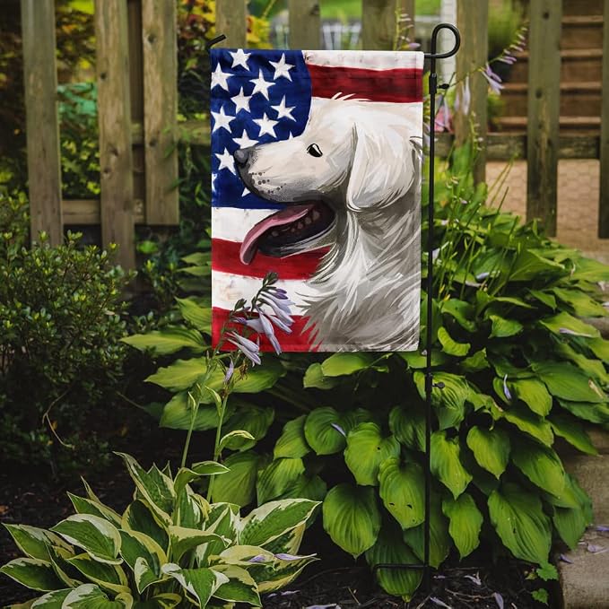 Caroline's Treasures CK6711GF Slovak Cuvac Dog American Flag Garden Flag Mailbox Flag Decorative Yard Flag Banner Outside Patio Artwork Yard Flower Beds, Garden Size, Multicolor