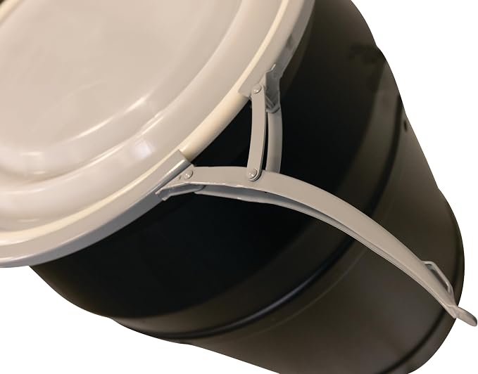 Eagle 55 Gallon Plastic Drum with Lid, Metal Lever-Lock, 36.4"x22.5", Open Head Lab Pack Drum Made of Durable, Lightweight HDPE, Withstands Weather and Chemicals, Made in USA, Black, 1656MBLK