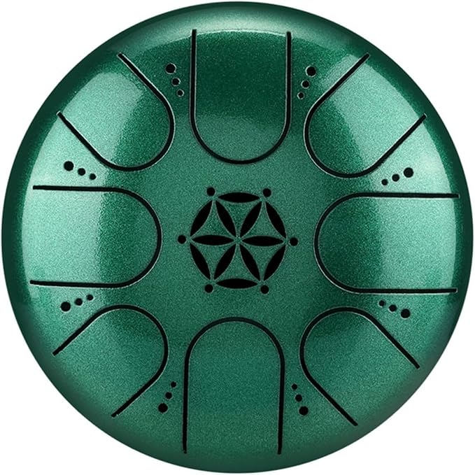 Rain Drum for Outside Garden,Steel Tongue Drum with Carry Bag, 5 Inch 8 Note Handpan Tank Drum Kit, C Major Music Instrument (Green)