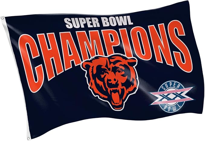 Team Sports America NFL Chicago Bears Multi-Win Superbowl Champions 3x5 Flag for Outside with Grommets | Outdoor & Indoor | Heavy Duty Flag & Banner | Works with Flag Pole for Outside House