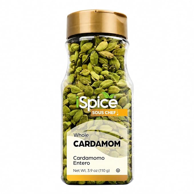 iSpice Cardamom Seeds Whole (3.9 Oz) 110g | Cardamom Pods Whole Pure And Fresh | Kosher | Aromatic Essential Kitchen Herbs