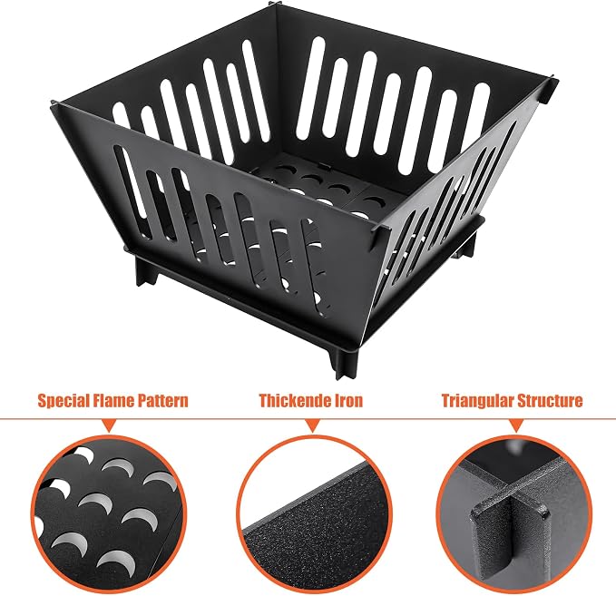 17-inch Portable Fire Pit for Outdoor | High Temperature Resistance Fire Pit For Camping|Backyard|Garden Picnic Patio And Beach|Comes With A Carry Bag