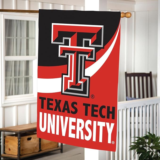 NCAA Texas Tech University House Flag, 28 x 44, Double Sided Garden Flags for Outside, Outdoor College Flags & Banners for Gardens Patio, Indoor Wall Decor Flag for Room