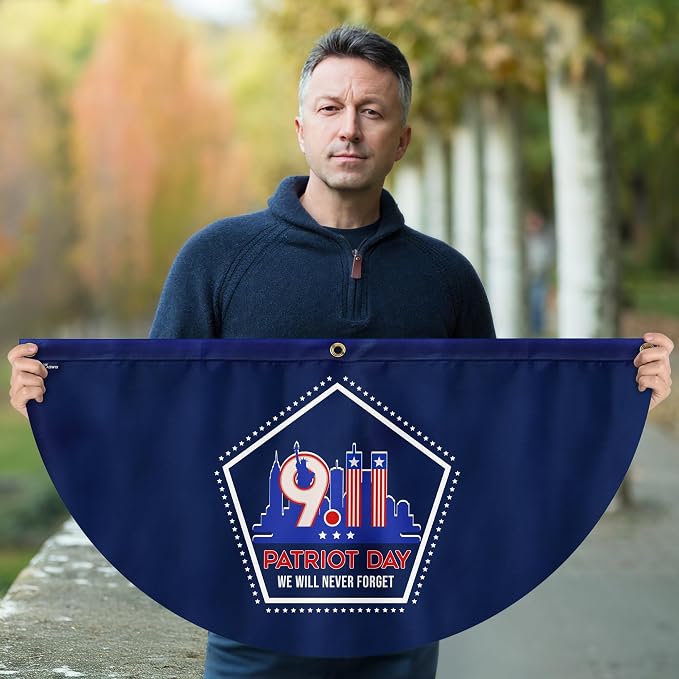 FLAGWIX American 9/11 Flag Patriot Day - Non-Pleated American Bunting Flags Outdoor 1.5x3 ft (Pack 1) - 911 Flag Patriotic Decorations, Outside Decorations for Yard, Patriotic Flags for Garden Decor