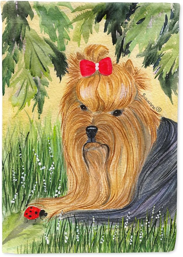 Caroline's Treasures SS8258GF Yorkie Garden Flag Mailbox Flag Decorative Yard Flag Banner Outside Patio Artwork Yard Flower Beds, Garden Size, Multicolor
