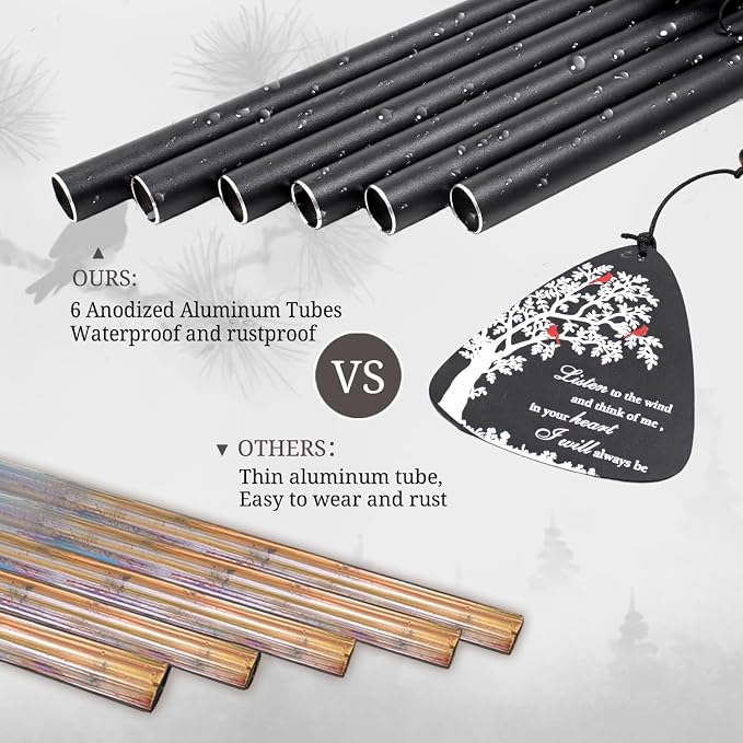Sympathy Wind Chimes for Loss of Loved One,32" Cardinal Memorial Wind Chimes for Outside, in Memory of Father Mother Husband Grandma, Bereavement Sympathy Funeral Gift for Patio Garden