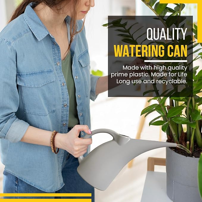 2 Pack Watering Can 1/2 Gallon - Small Watering Can for Indoor Plants - Outdoor Watering Can - Gray Plant Waterer - Plastic Watering Can for Garden