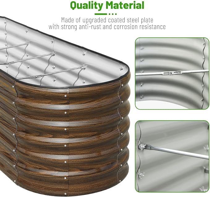 SnugNiture 2-Pack Galvanized Steel Raised Garden Bed Kit - 8x2x2 ft Metal Planter Boxes for Vegetables, Flowers, Herbs | Easy Assembly, Open Bottom Design, Brown