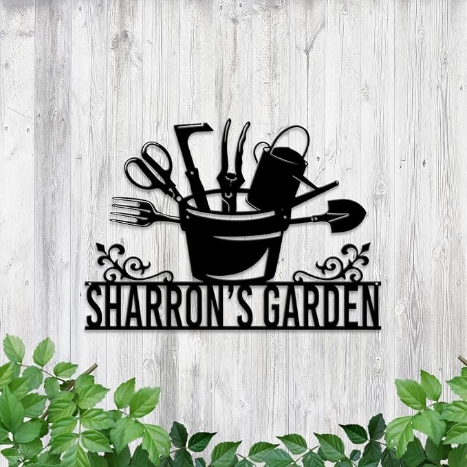 MeMate Personalized Metal Signs, Garden Signs, Garden Sign to Personalize, Large Sign for She Shed Garden, Customized Name Wall Art for Garden Outdoor Decor, Personalized Outdoor Plaque