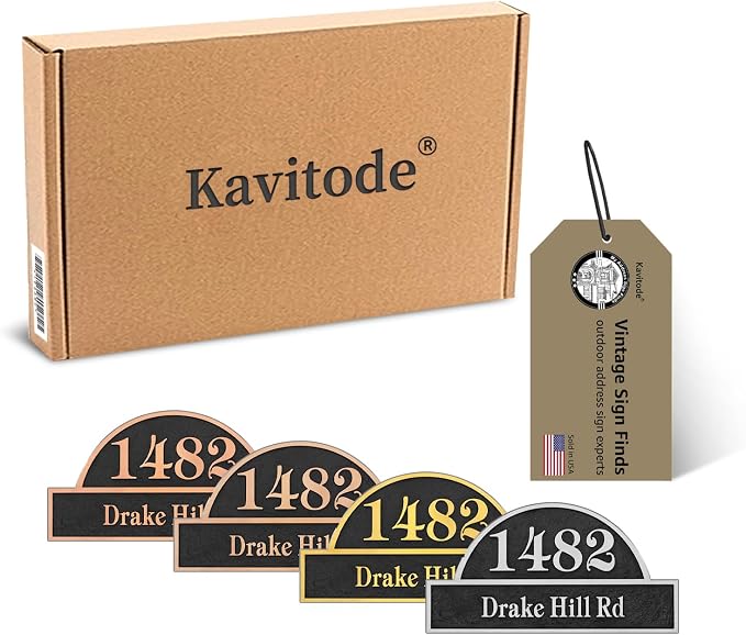Address Plaque Creative Design - 12'' x 6.02'' Custom Address Sign for House,House Number Plaque Sign for Outside House,Driveway,Mailbox Metal & Large Options (Style 3)
