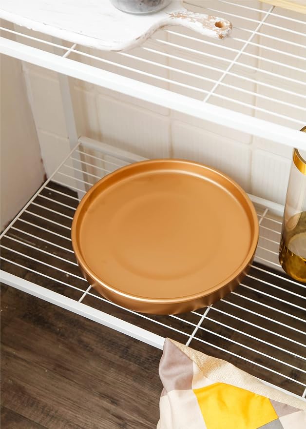 12 Inch Ceramic Saucer - Ceramic Drainage Tray for Plant Pot (Matte Gold)