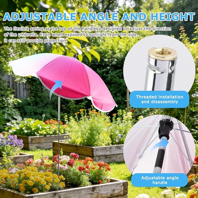 4 Pack Upgraded Plant Umbrellas for Outdoor Plants, 24.8" Larger Garden Plant Umbrella Shade with Adjustable Angle, 40" Higher Sun Shade for Plants, Potted Plant, Garden Beds