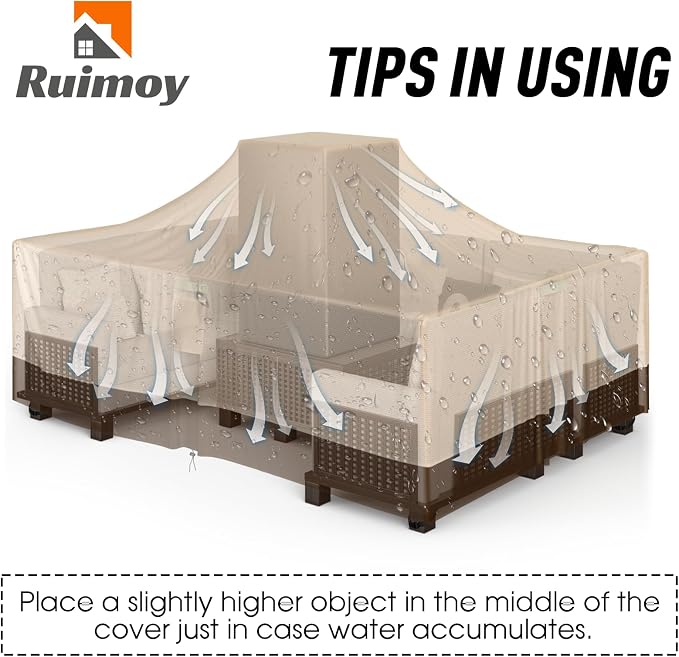 Patio Furniture Covers, Outdoor Furniture Cover Waterproof, General Purpose, Outside Table and Chair Covers, Heavy Duty 600D (90 Inch L x 62.2 Inch W x 28.3 Inch H)-Brown