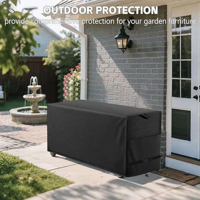 Patio Coffee Table Cover, Black, 46" L x 26" W x 13" H | Heavy Duty, Outdoor Waterproof, Rectangular Coffee Table