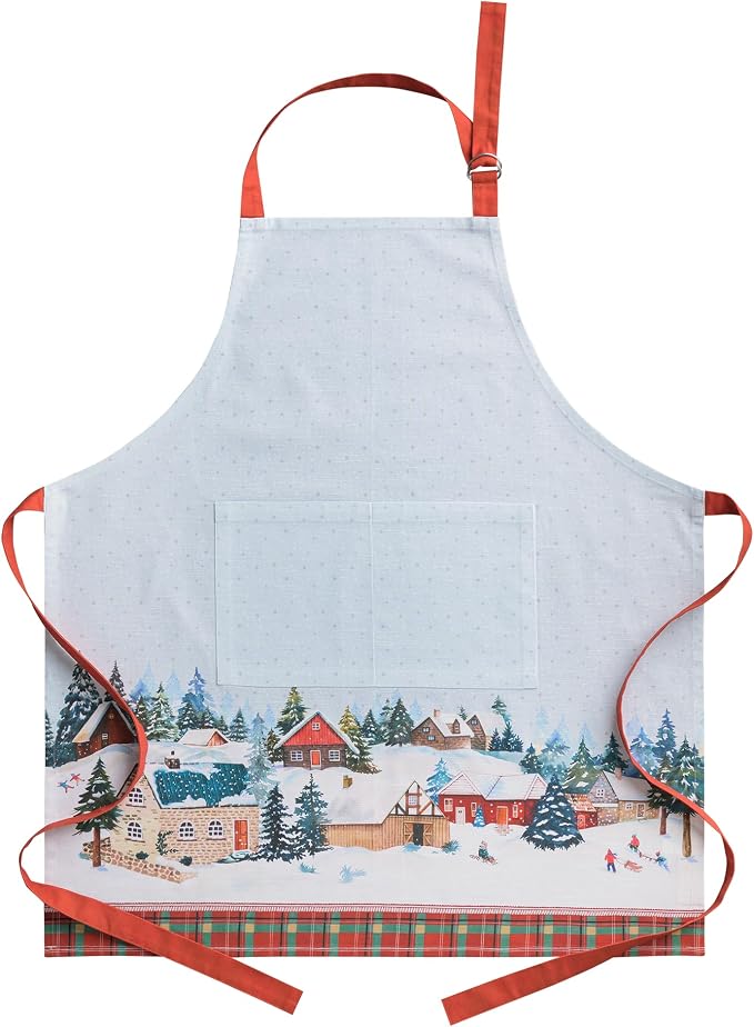 Maison d' Hermine Aprons for women with Pocket 100% Cotton (27.50"x31.50") | Adjustable Neck Strap & long ties Apron Men Chef Wedding Cooking Gardening Server Maid
