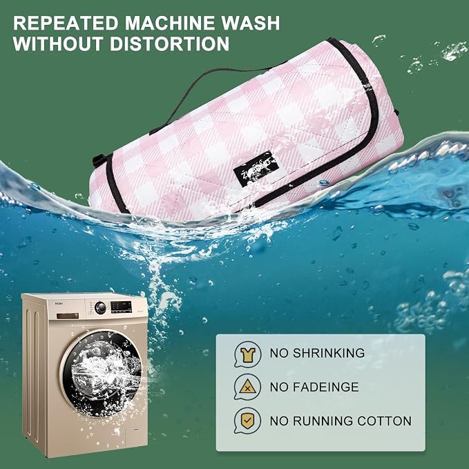 ZUBOND Picnic Blankets Waterproof Sandproof Foldable & Machine Washable, 80''x100'' Extra Large Beach Blankets, Simple Stylish Gingham Outdoor Blankets Grass Lawn Park for Family Camping Party