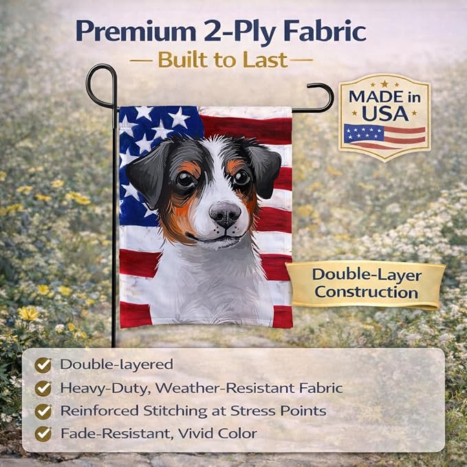 Caroline's Treasures CK6502GF Danish-Swedish Farmdog American Flag Garden Flag Mailbox Flag Decorative Yard Flag Banner Outside Patio Artwork Yard Flower Beds, Garden Size, Multicolor