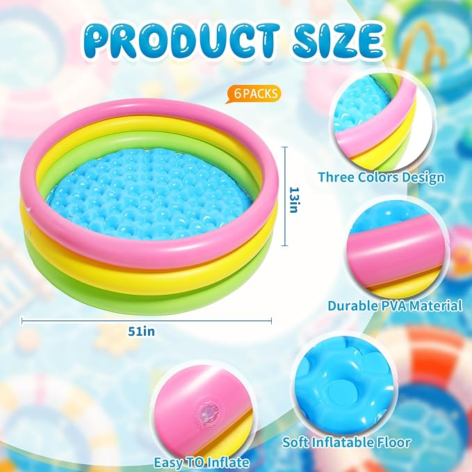 13 Pcs Outdoor Movie Night Inflatable Swimming Pool 51in x 13in Colorful Blow up Pools with Foldable Portable Serving Tray Table and Pump for Summer Backyard Camping Birthday Activities
