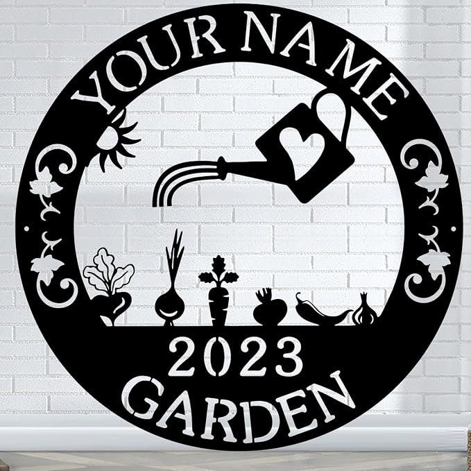 CFC0121317 Customize Name Murals for Outdoor Plaques for Mothers and Grandma, Exclusive Personalized Metal Sign, Personalized Vegetable Garden Sign